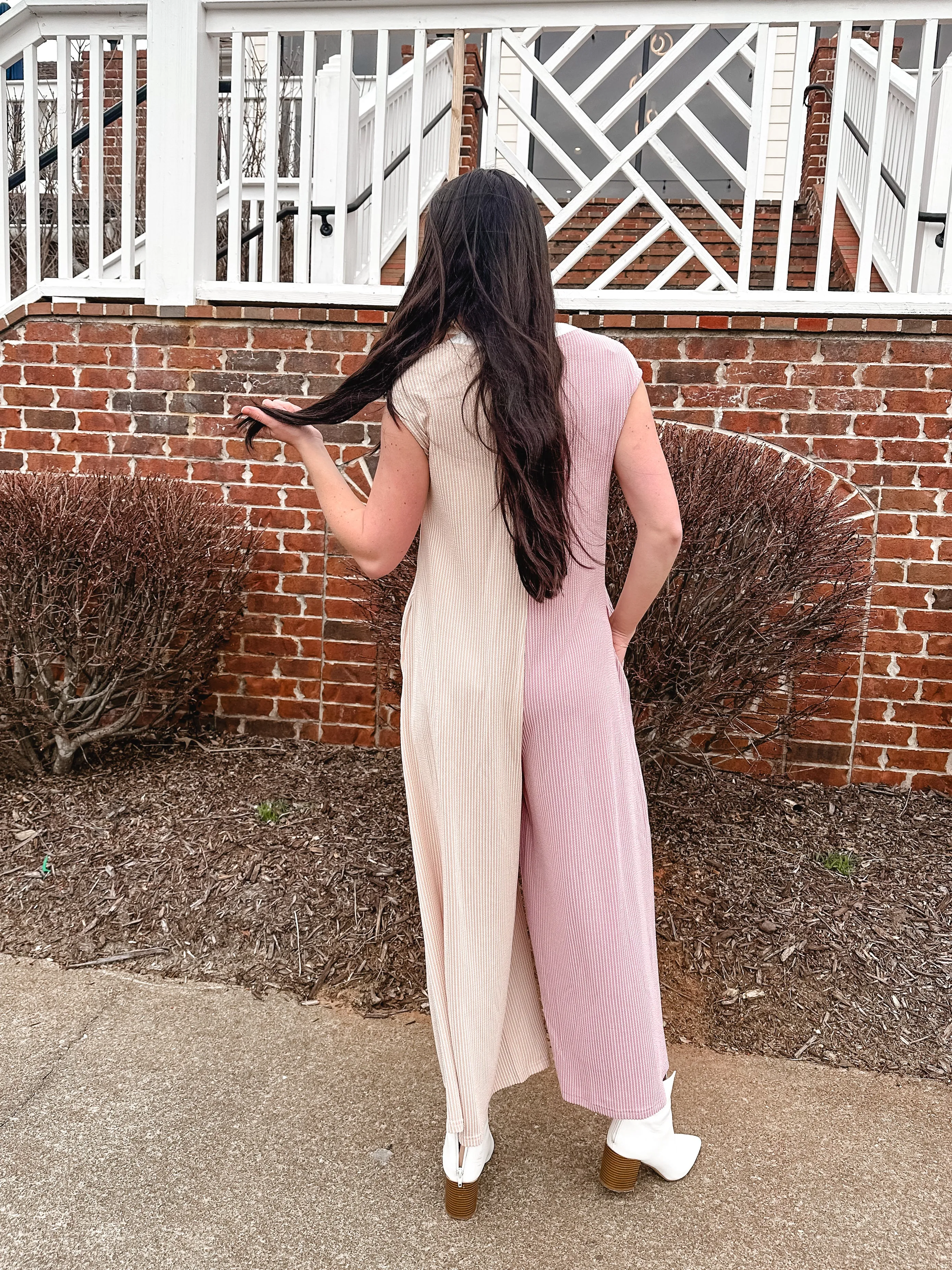 Two Toned Ribbed Jumpsuit