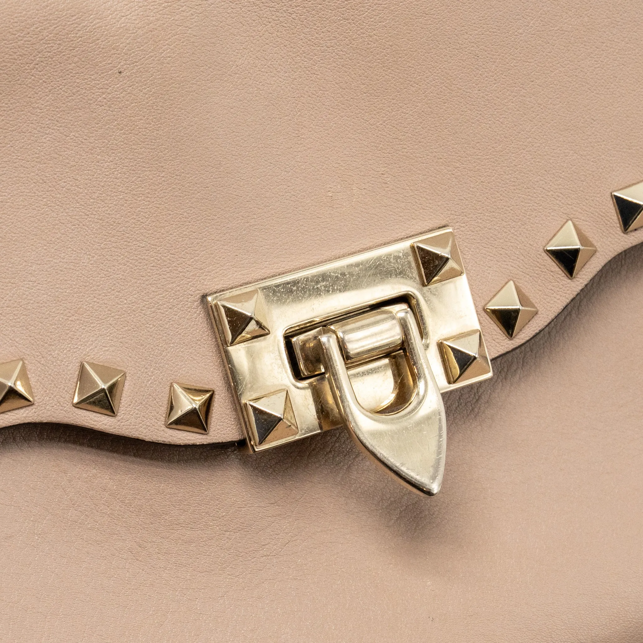 Valentino Small Rockstud Crossbody Bag Calfskin Beige LGHW