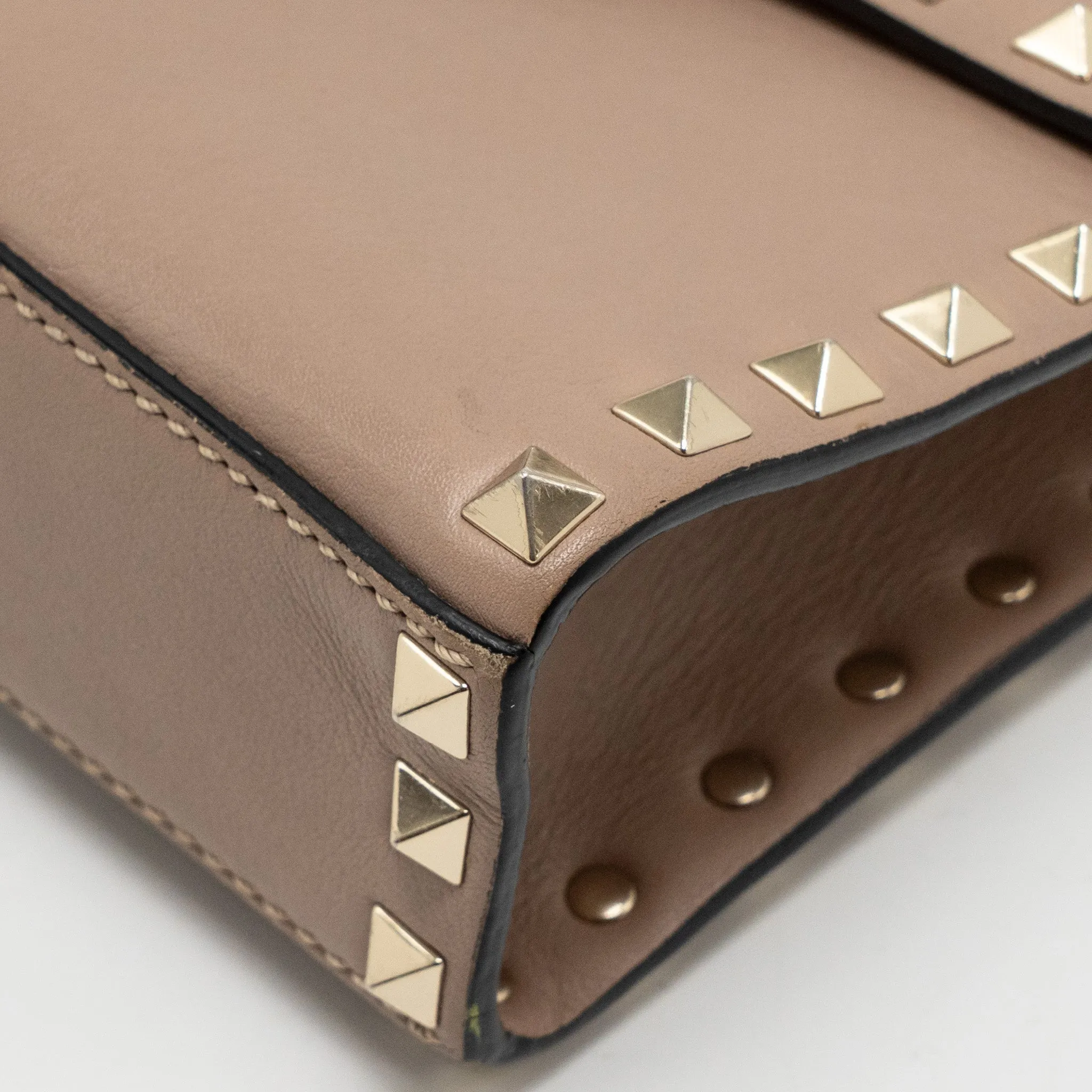 Valentino Small Rockstud Crossbody Bag Calfskin Beige LGHW