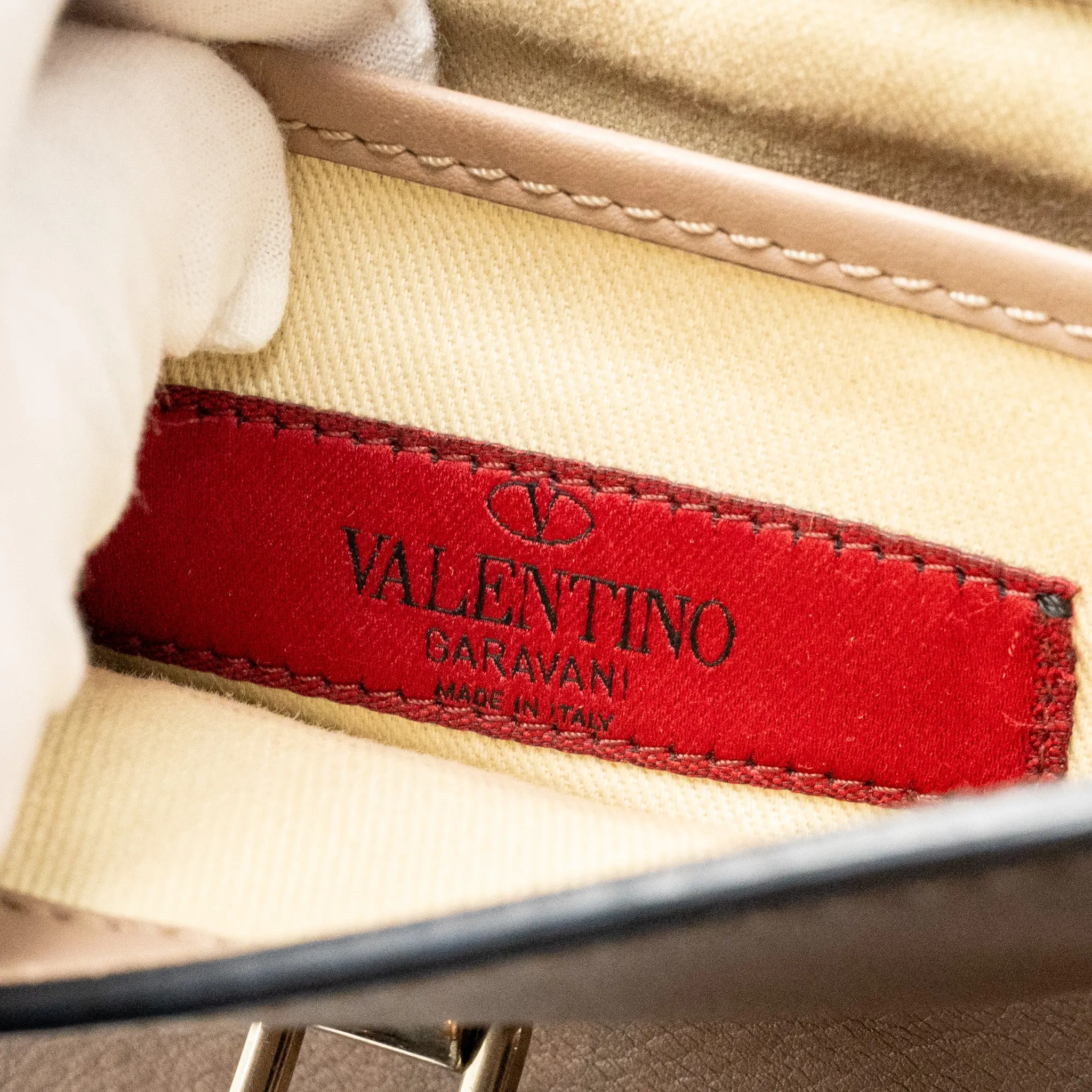 Valentino Small Rockstud Crossbody Bag Calfskin Beige LGHW
