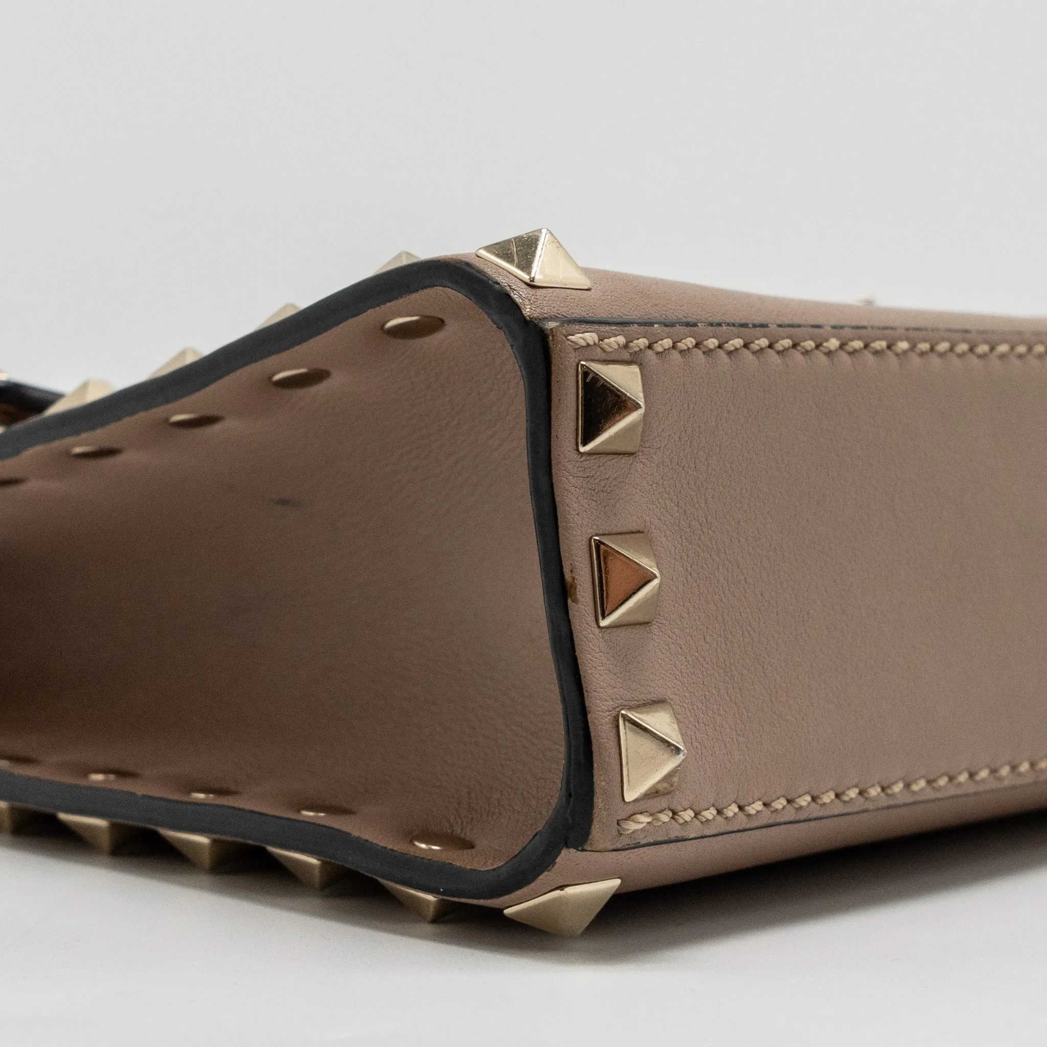 Valentino Small Rockstud Crossbody Bag Calfskin Beige LGHW