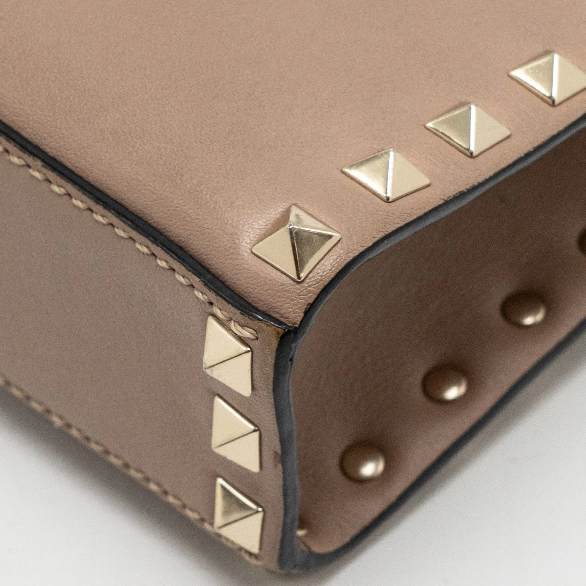 Valentino Small Rockstud Crossbody Bag Calfskin Beige LGHW