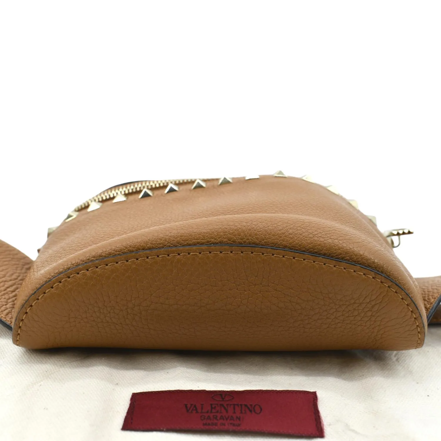 VALENTINO Spike Leather Belt Bag Camel