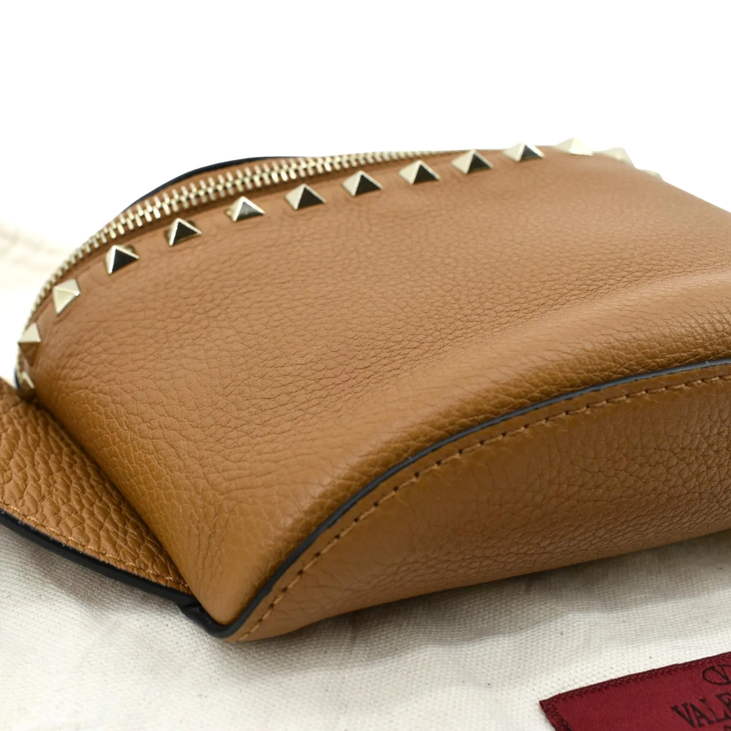 VALENTINO Spike Leather Belt Bag Camel