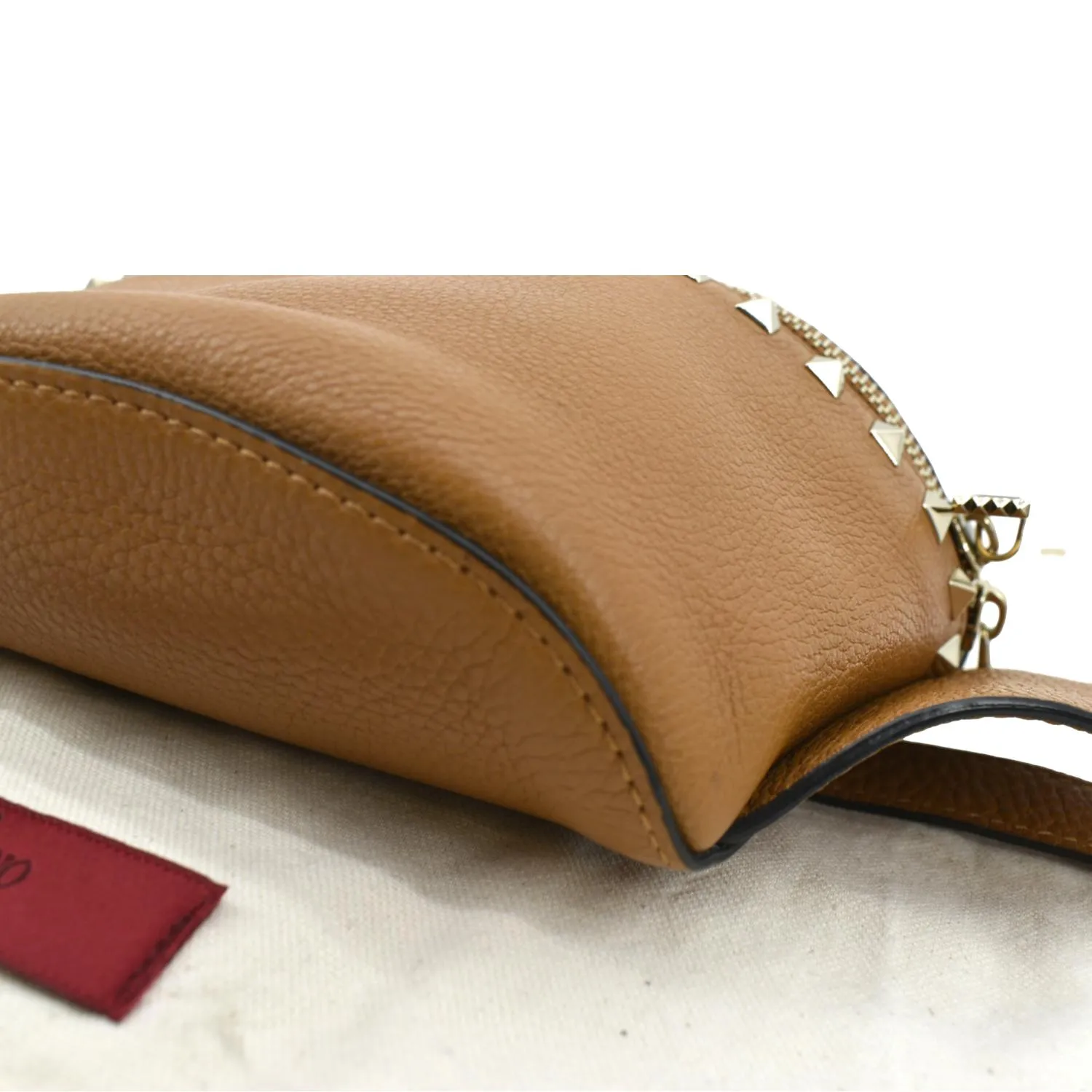VALENTINO Spike Leather Belt Bag Camel