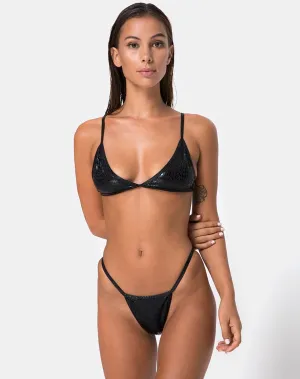 Valter Bikini Top in Black Oil Snake