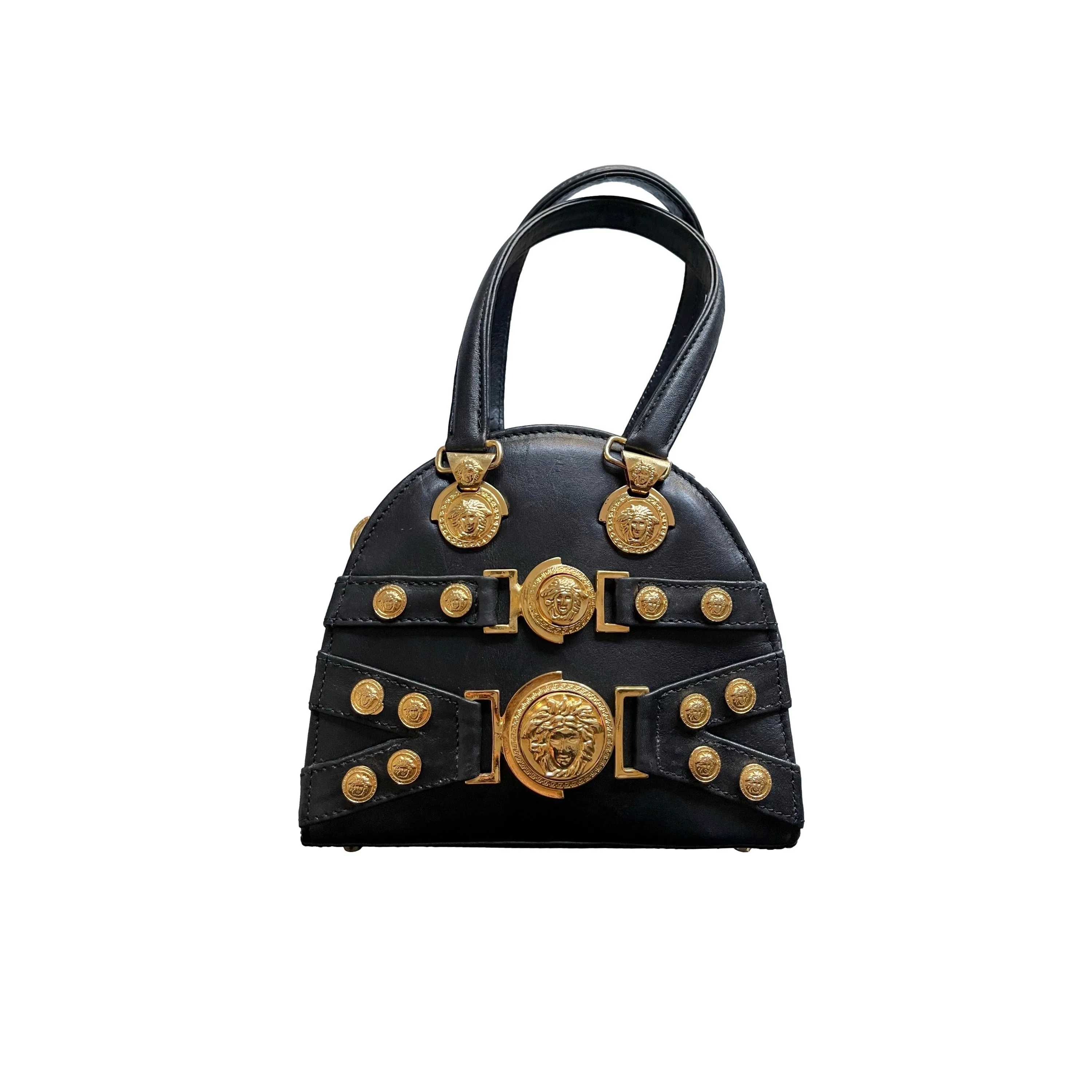 Versace Black Medusa Charm Mini Top Handle