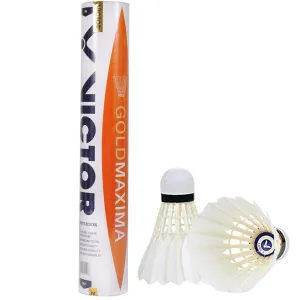 VICTOR Gold Maxima Feather Shuttles / Shuttlecocks - Set of 12