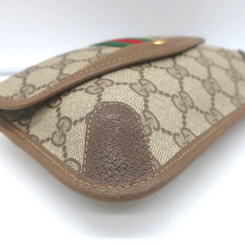 Vintage Gucci Sherry GG Monogram Canvas Web Pouch Beige Small Clutch