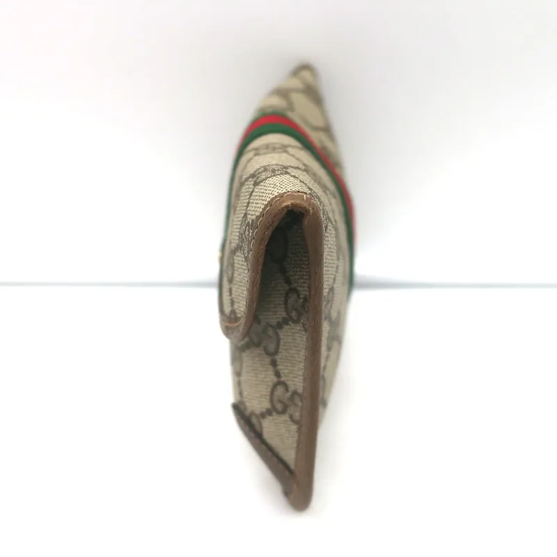 Vintage Gucci Sherry GG Monogram Canvas Web Pouch Beige Small Clutch