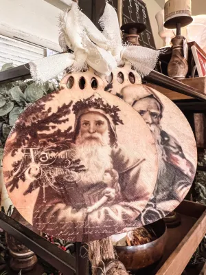 Vintage Santa 3.5" Wood Ornament
