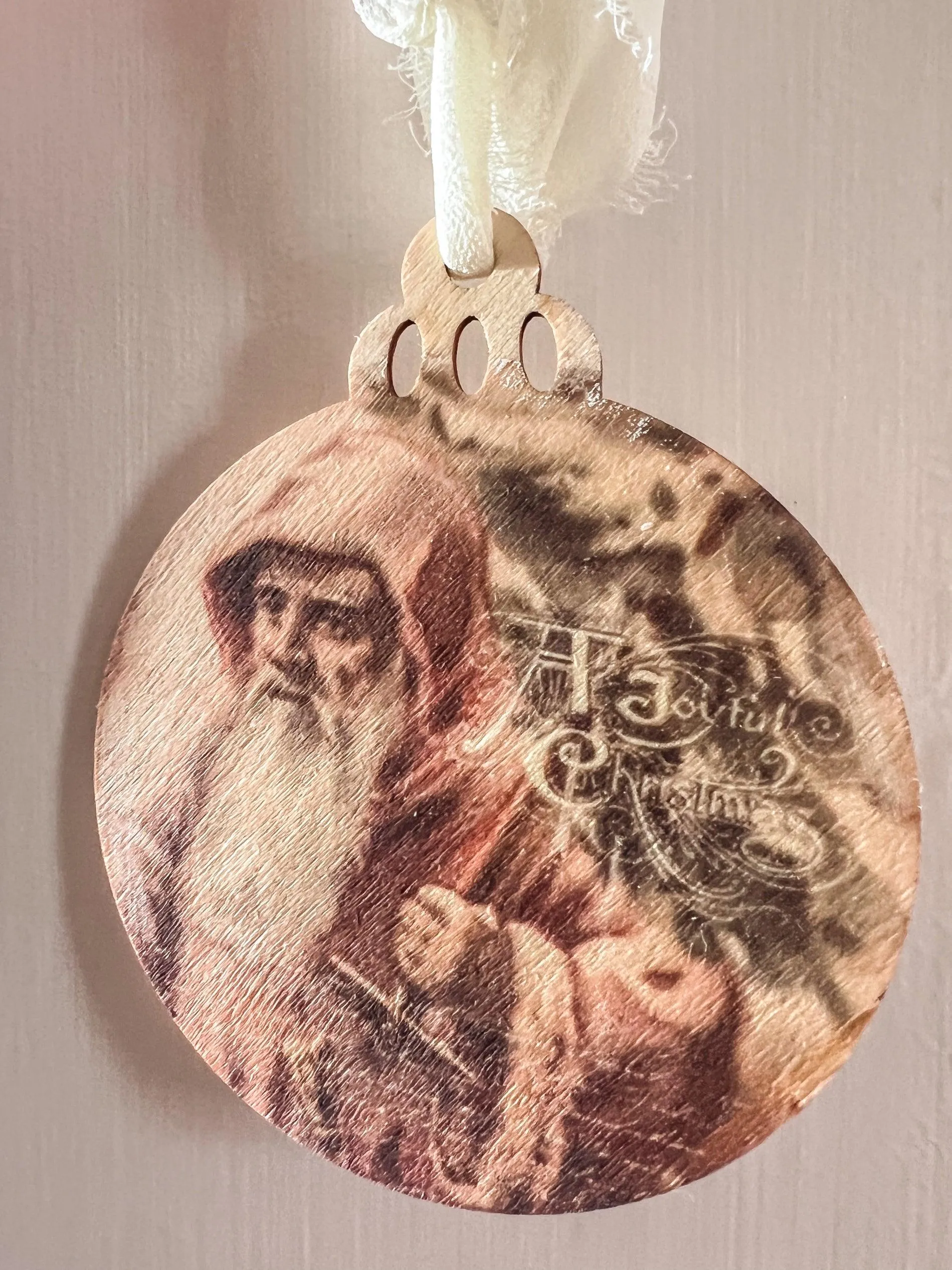 Vintage Santa 3.5" Wood Ornament