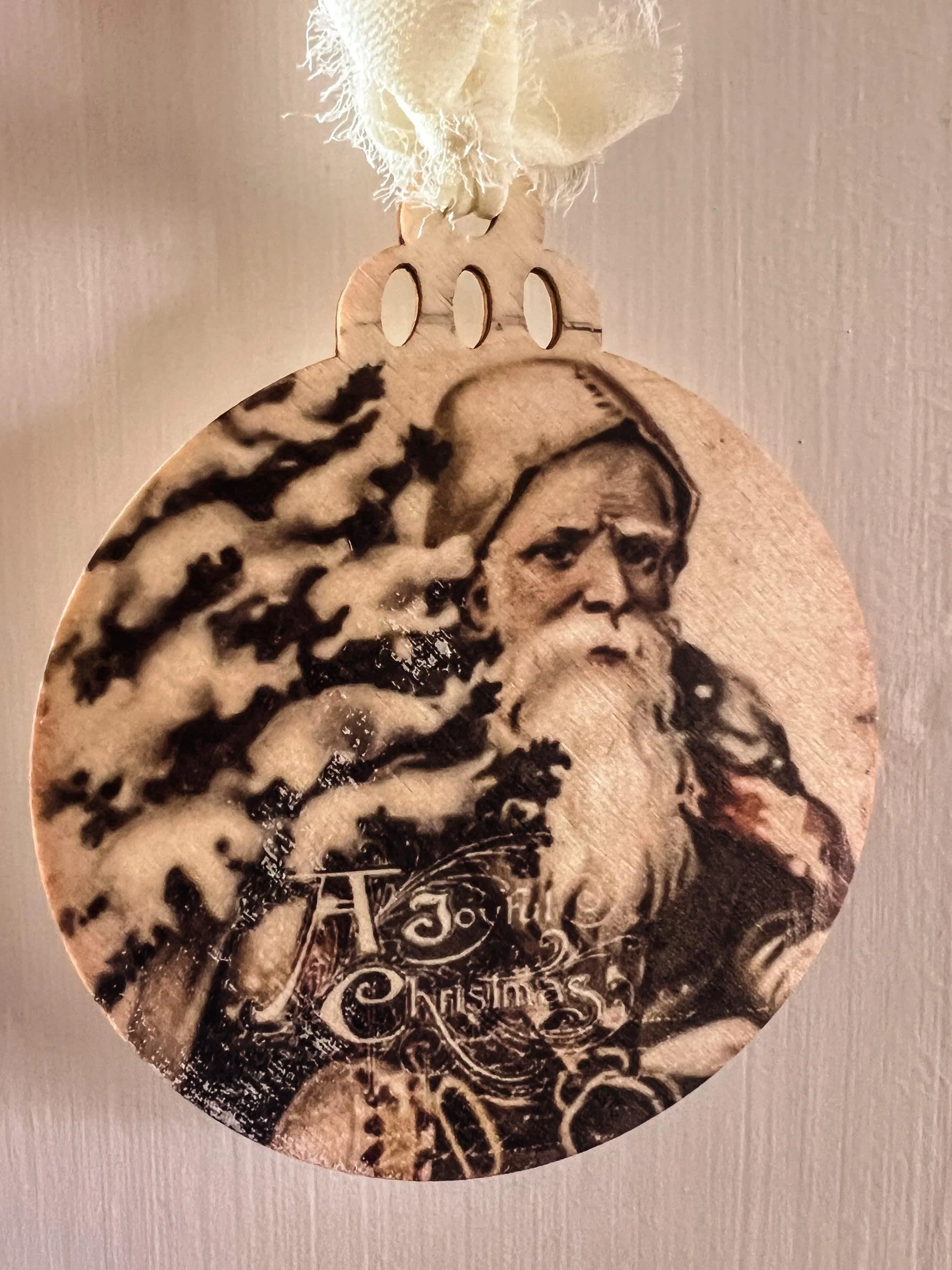 Vintage Santa 3.5" Wood Ornament