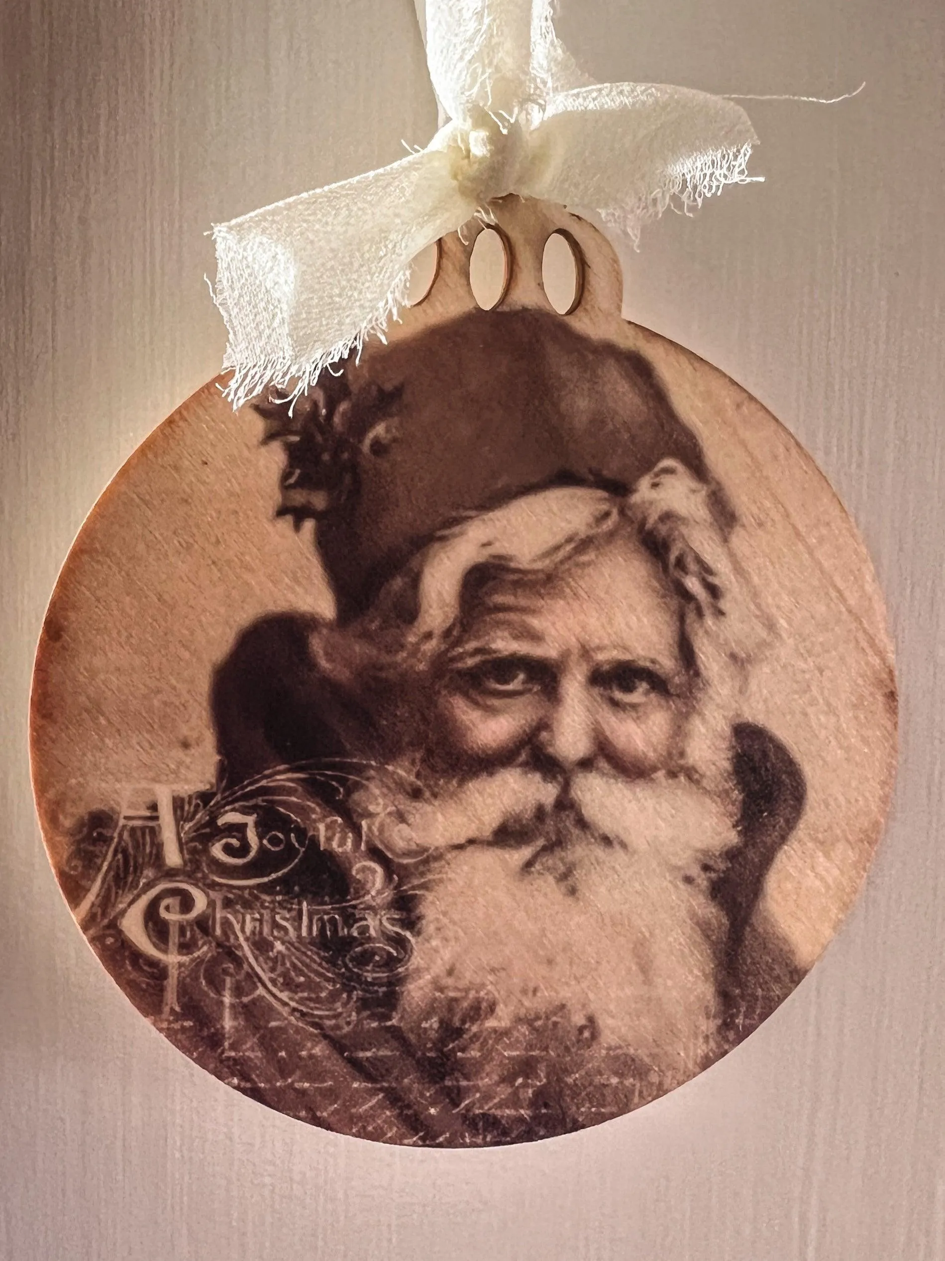 Vintage Santa 3.5" Wood Ornament