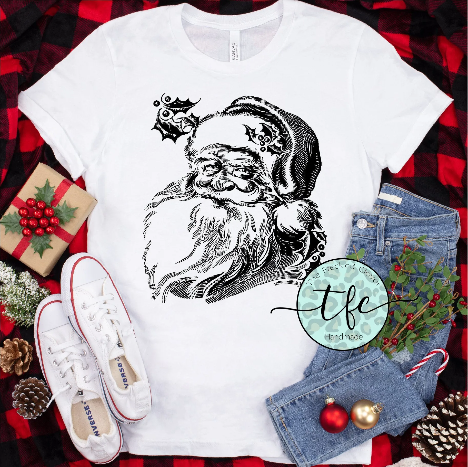 {Vintage Santa} screen print tee
