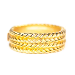 Vintage Wide Gold Braided Hinged Bangle