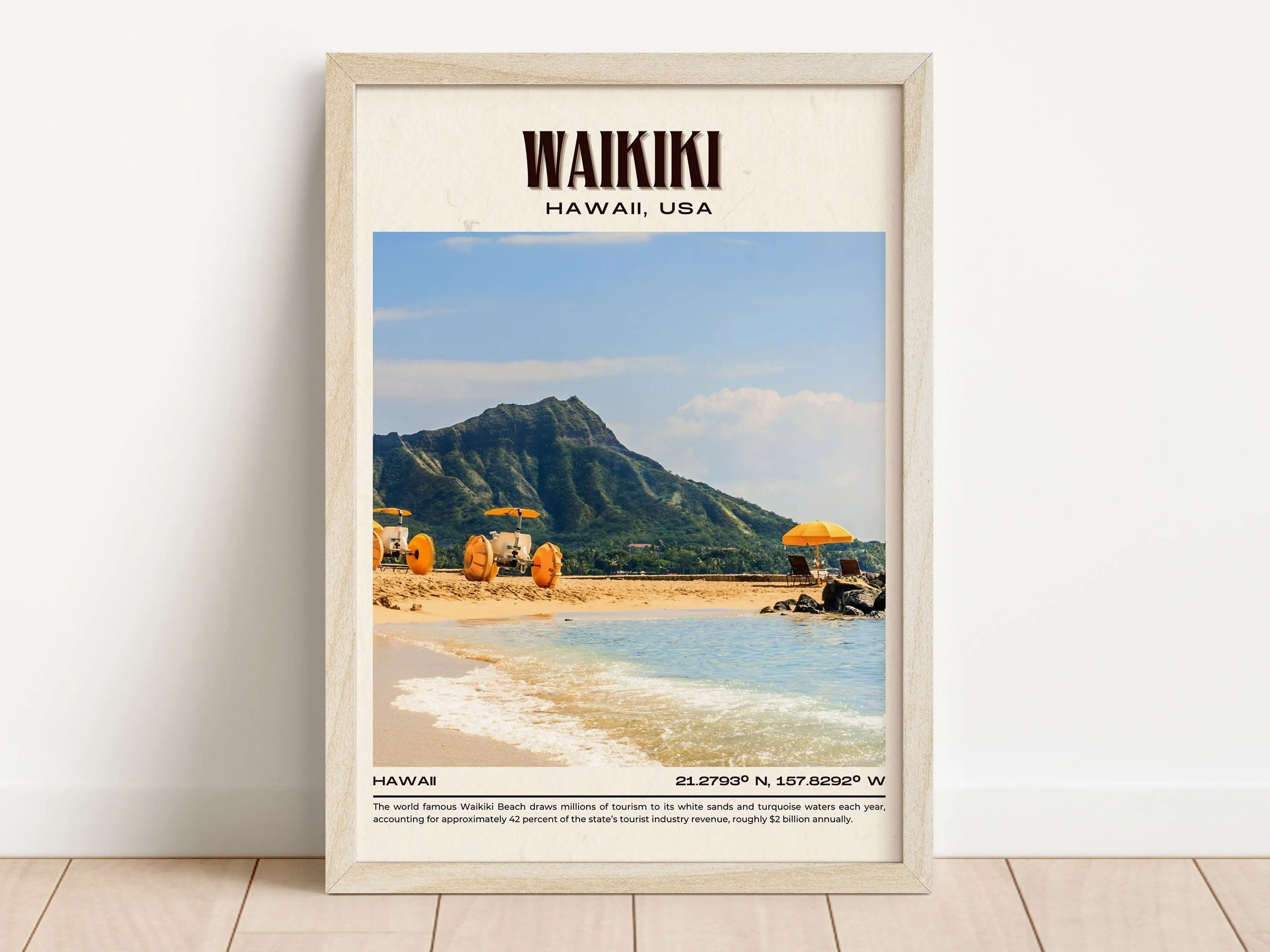 Waikiki Vintage Wall Art,Hawaii, USA