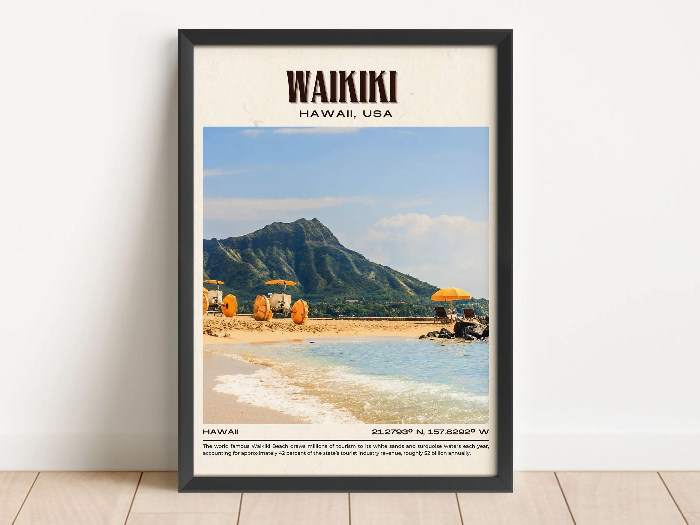Waikiki Vintage Wall Art,Hawaii, USA