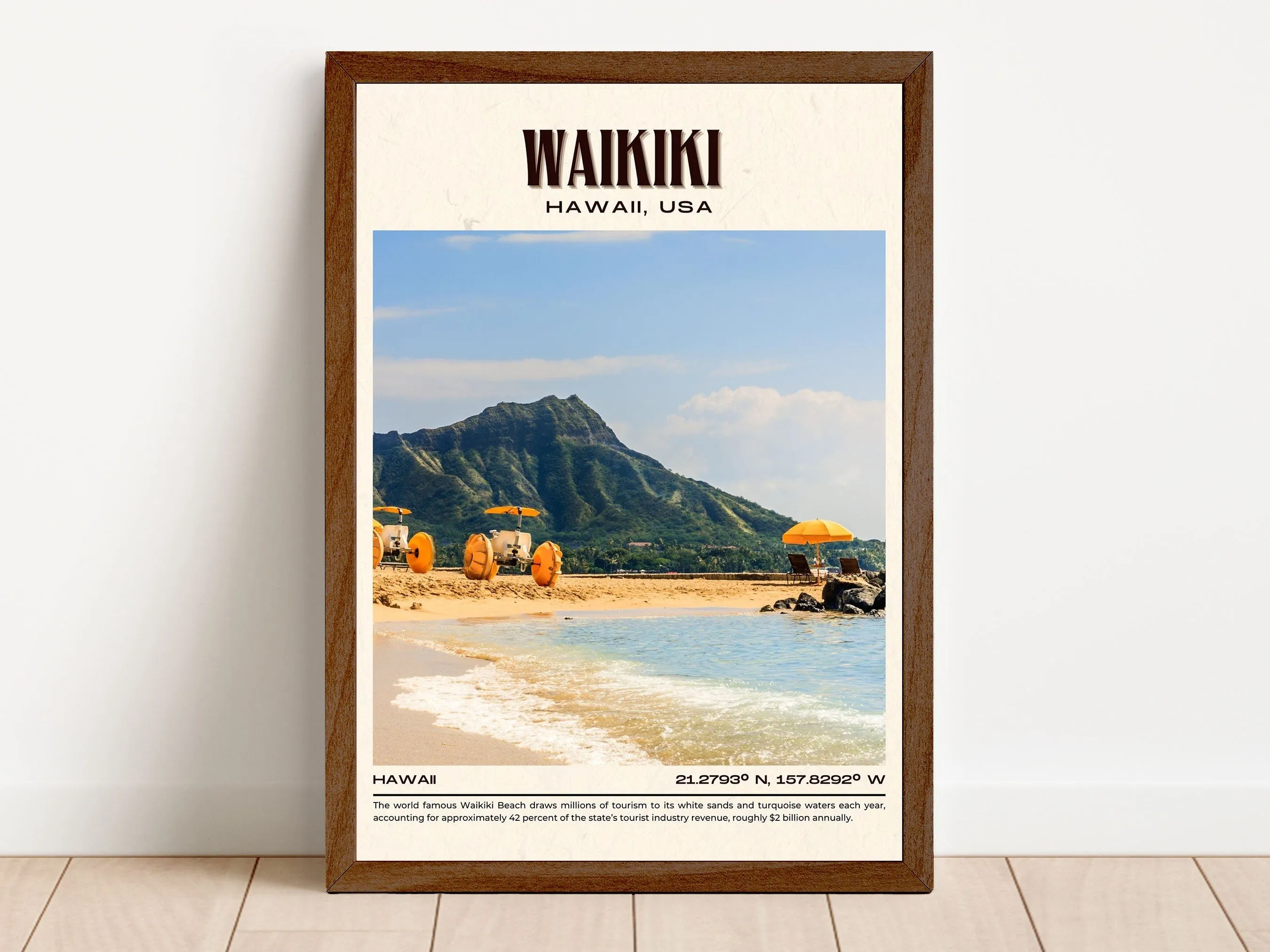 Waikiki Vintage Wall Art,Hawaii, USA