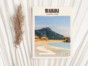 Waikiki Vintage Wall Art,Hawaii, USA