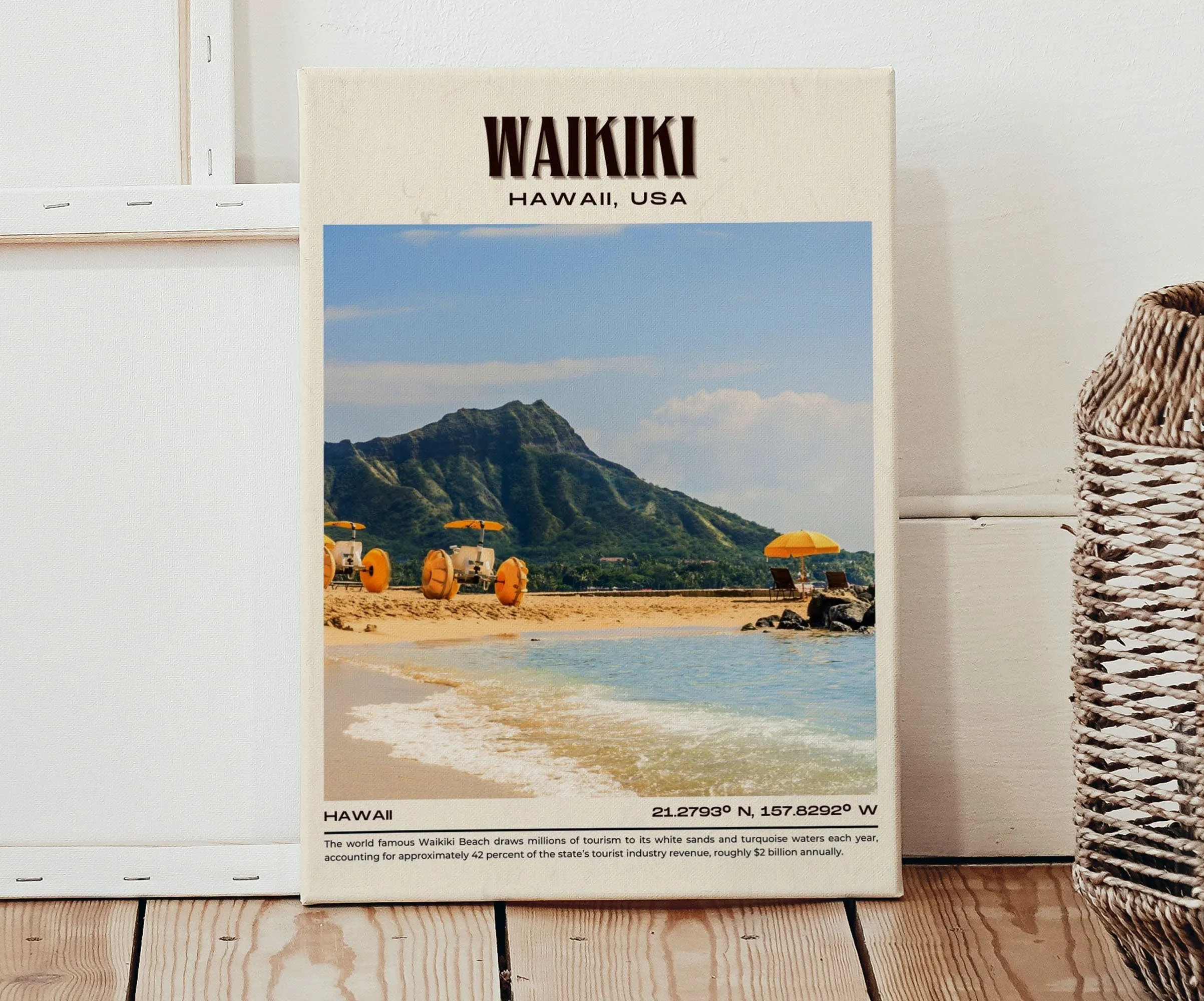 Waikiki Vintage Wall Art,Hawaii, USA