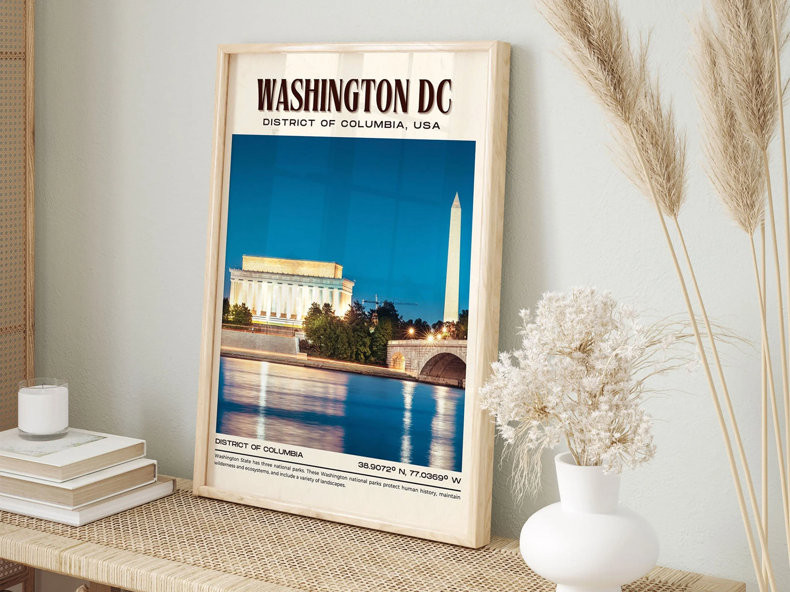 Washington DC Vintage Wall Art, District of Columbia, USA
