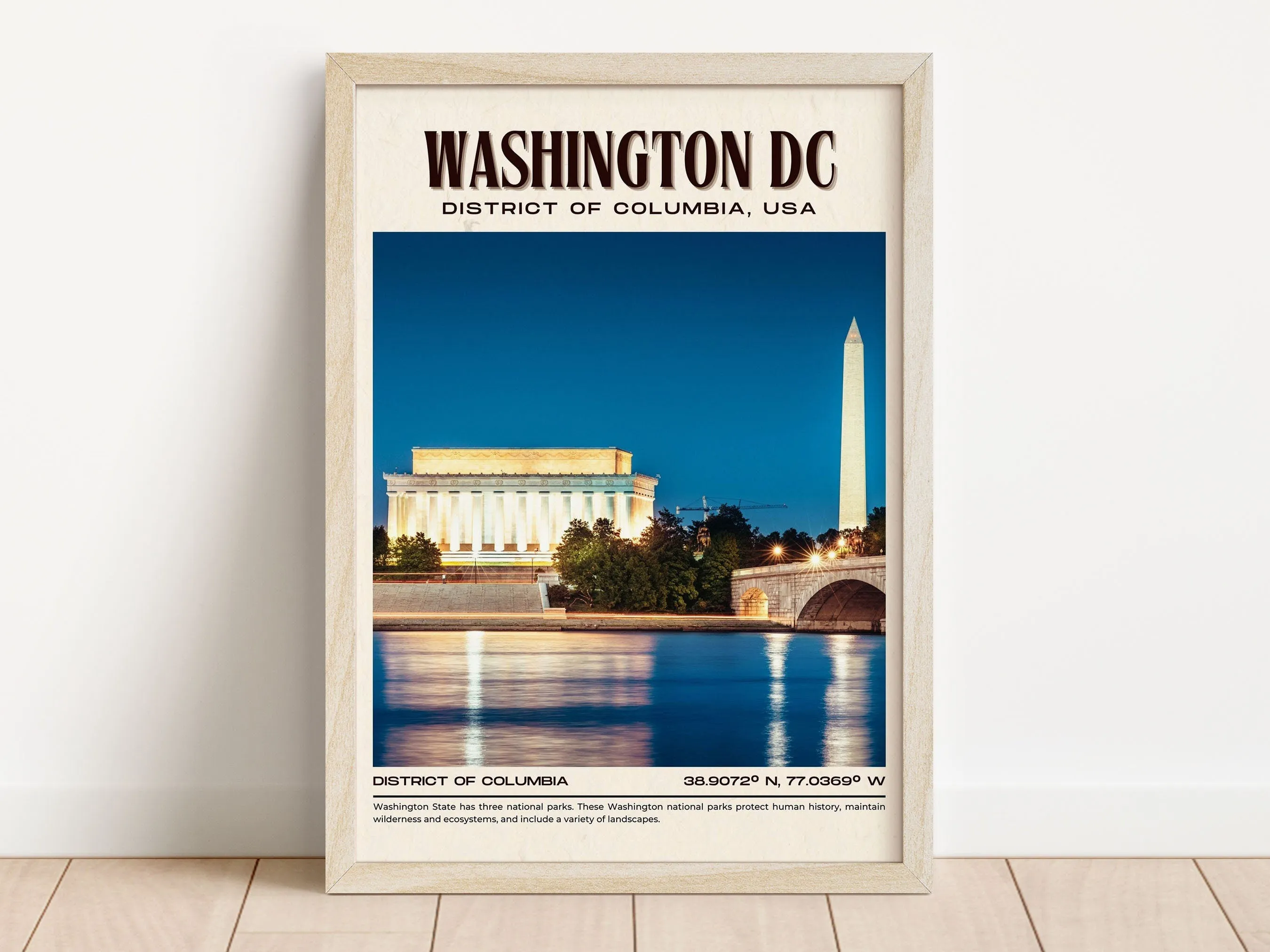 Washington DC Vintage Wall Art, District of Columbia, USA