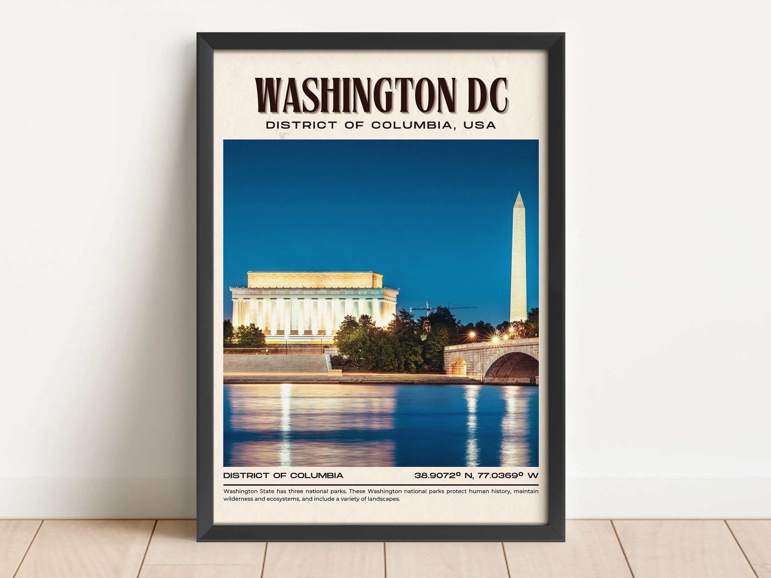 Washington DC Vintage Wall Art, District of Columbia, USA