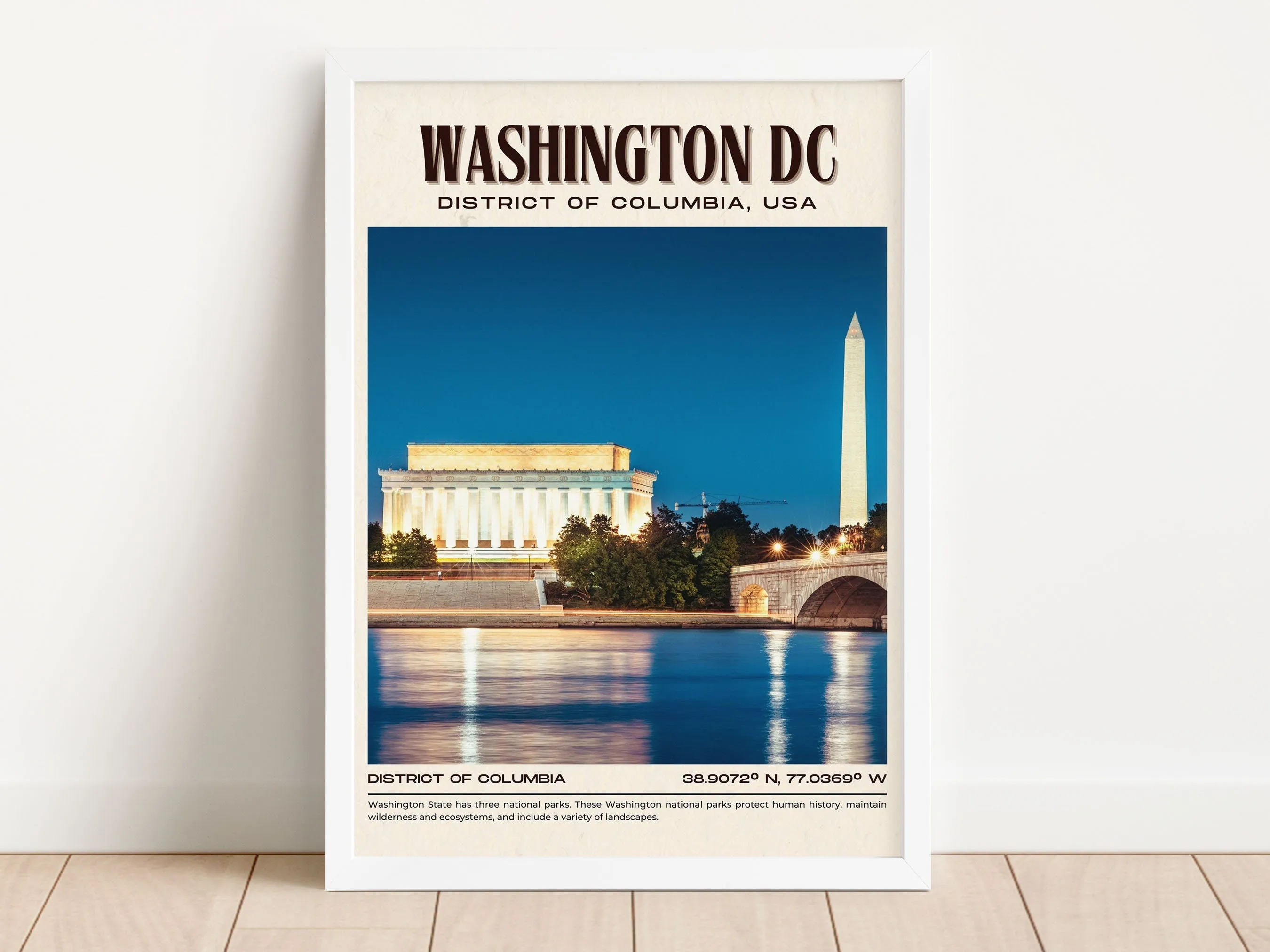 Washington DC Vintage Wall Art, District of Columbia, USA