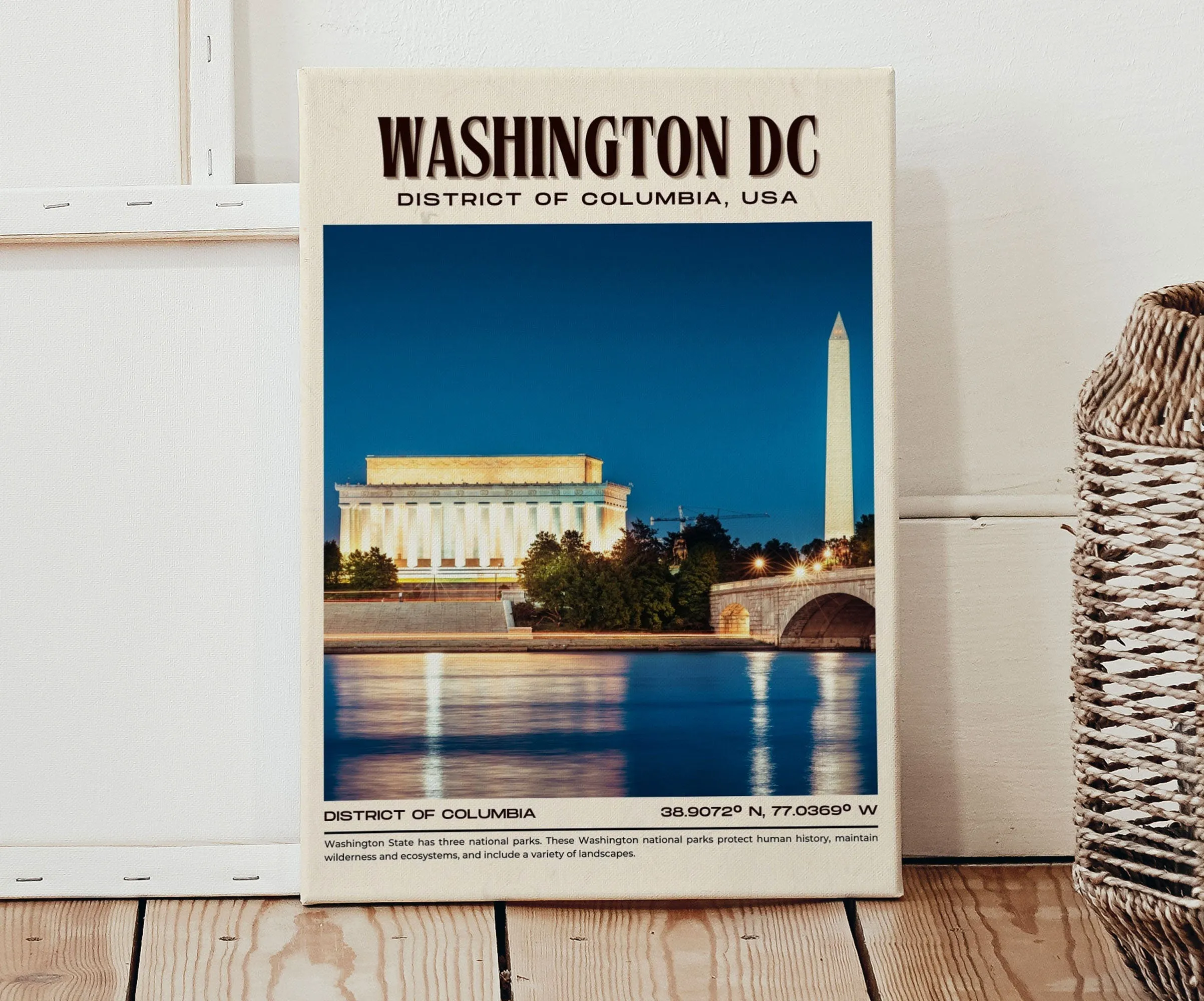 Washington DC Vintage Wall Art, District of Columbia, USA