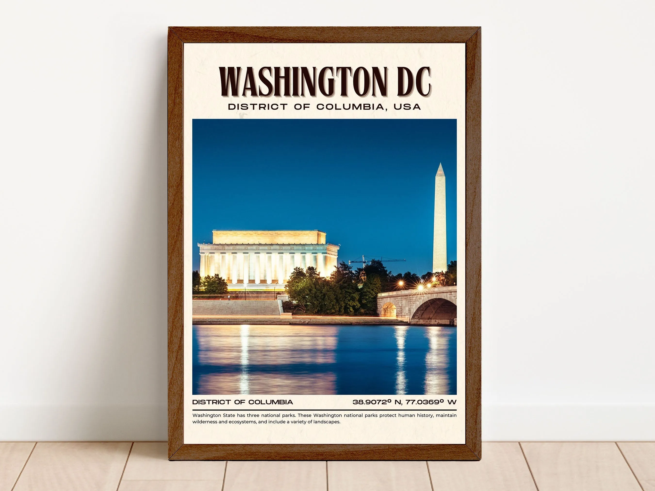 Washington DC Vintage Wall Art, District of Columbia, USA