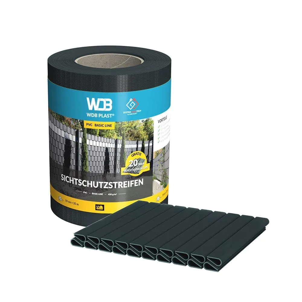 WDB Plast Sichtschutzband PVC Basic Line 190mm