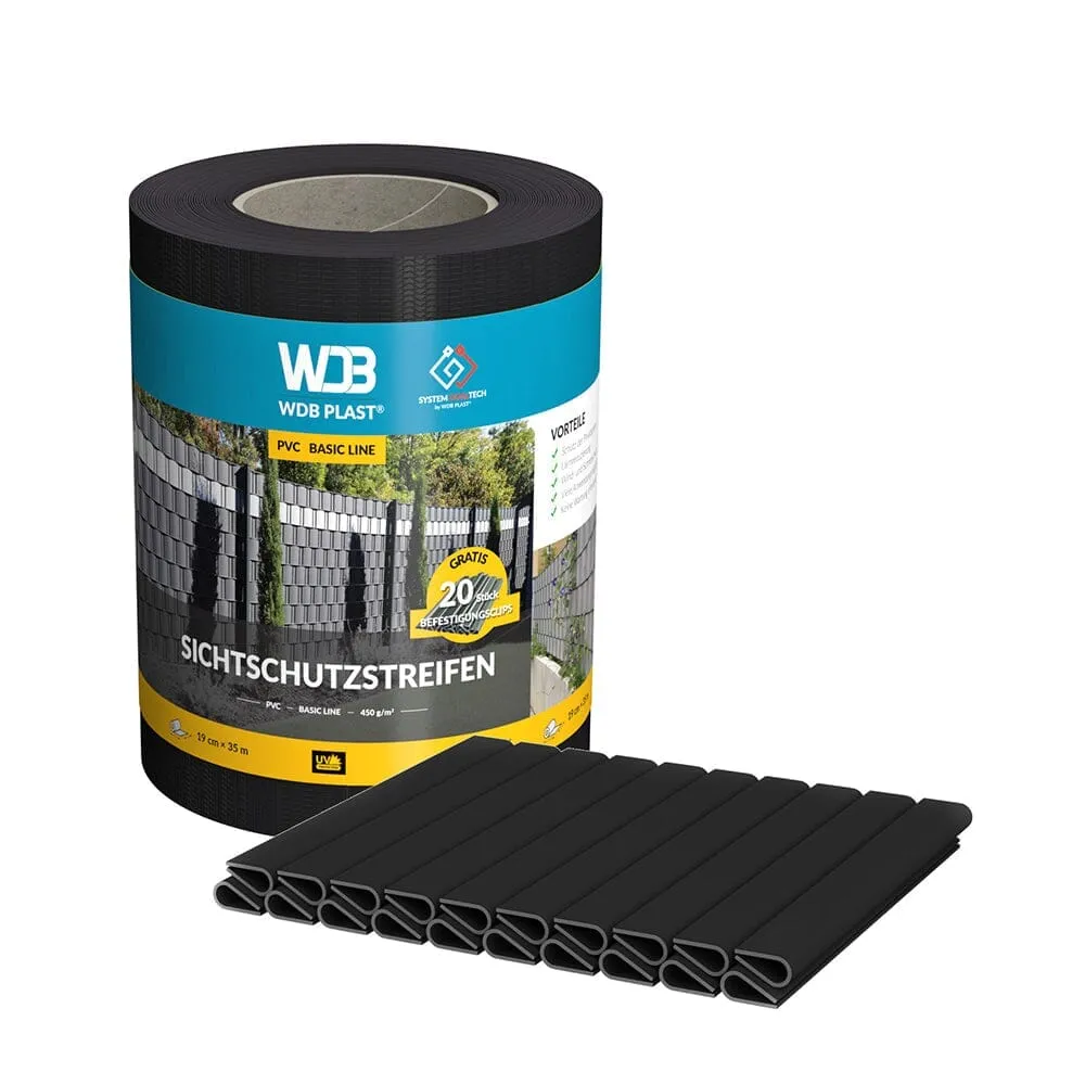 WDB Plast Sichtschutzband PVC Basic Line 190mm