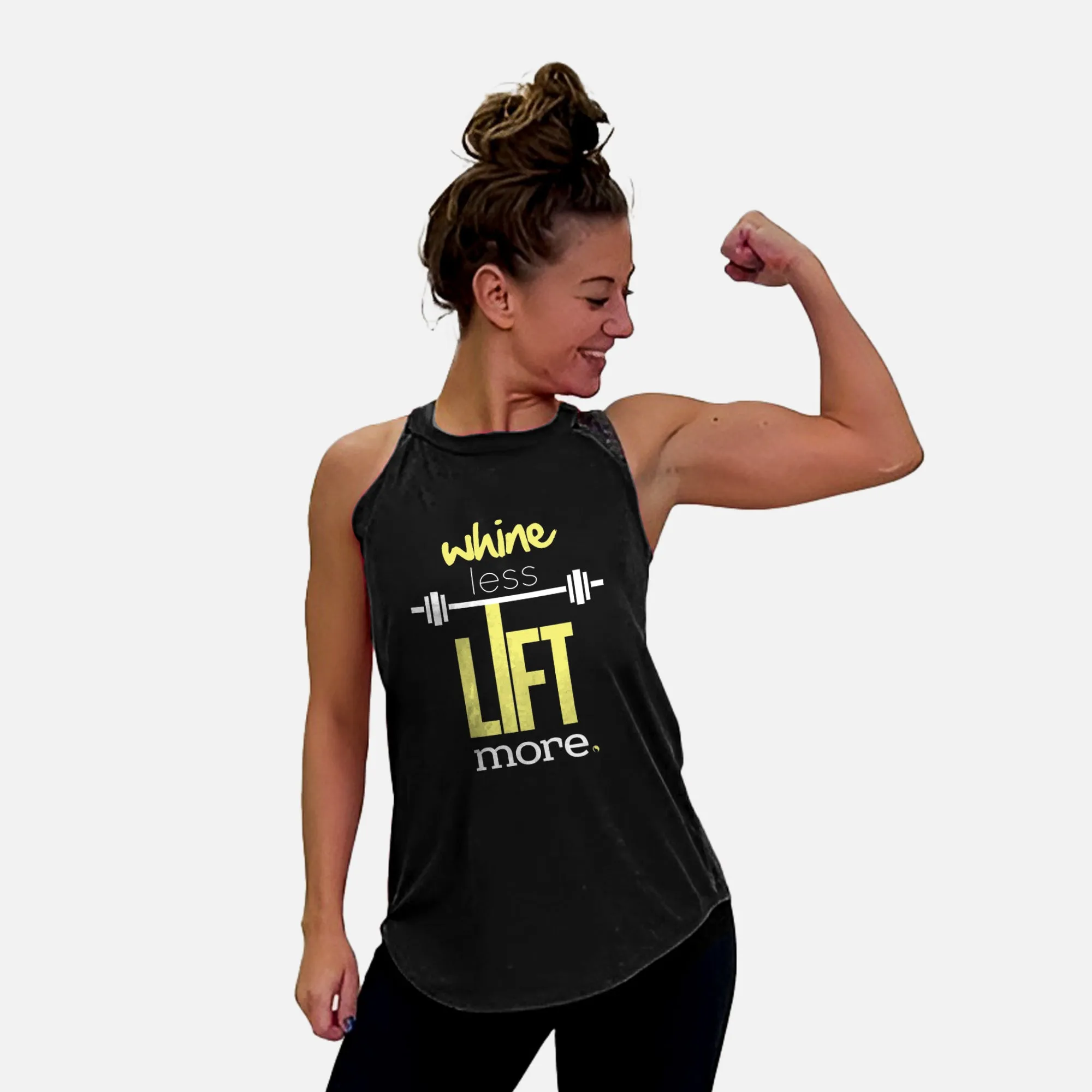 Whine less lift more (Yellow) Rocker Tank Top