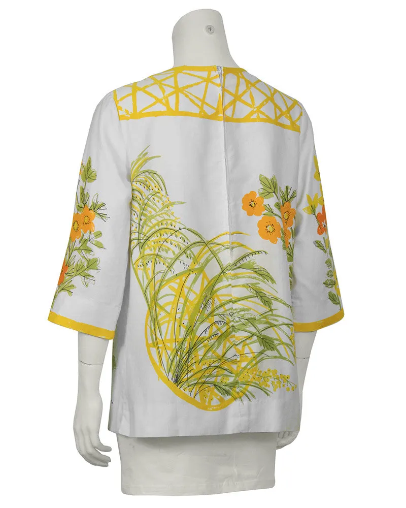 White and Marigold Cotton Blouse