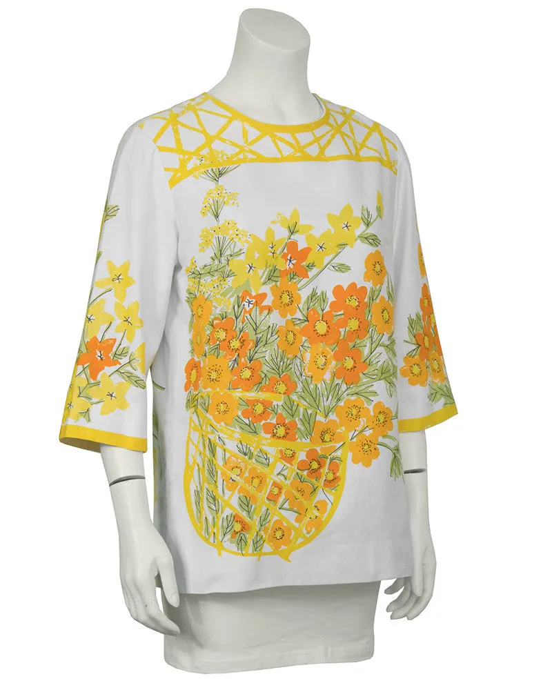 White and Marigold Cotton Blouse