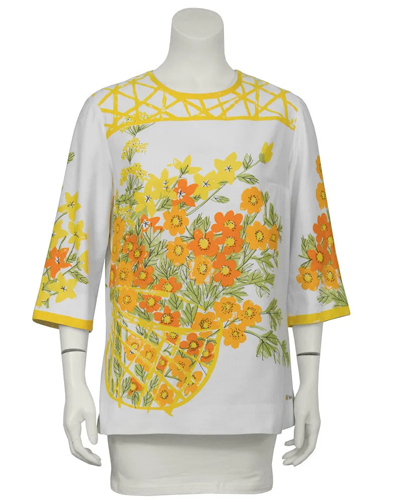White and Marigold Cotton Blouse