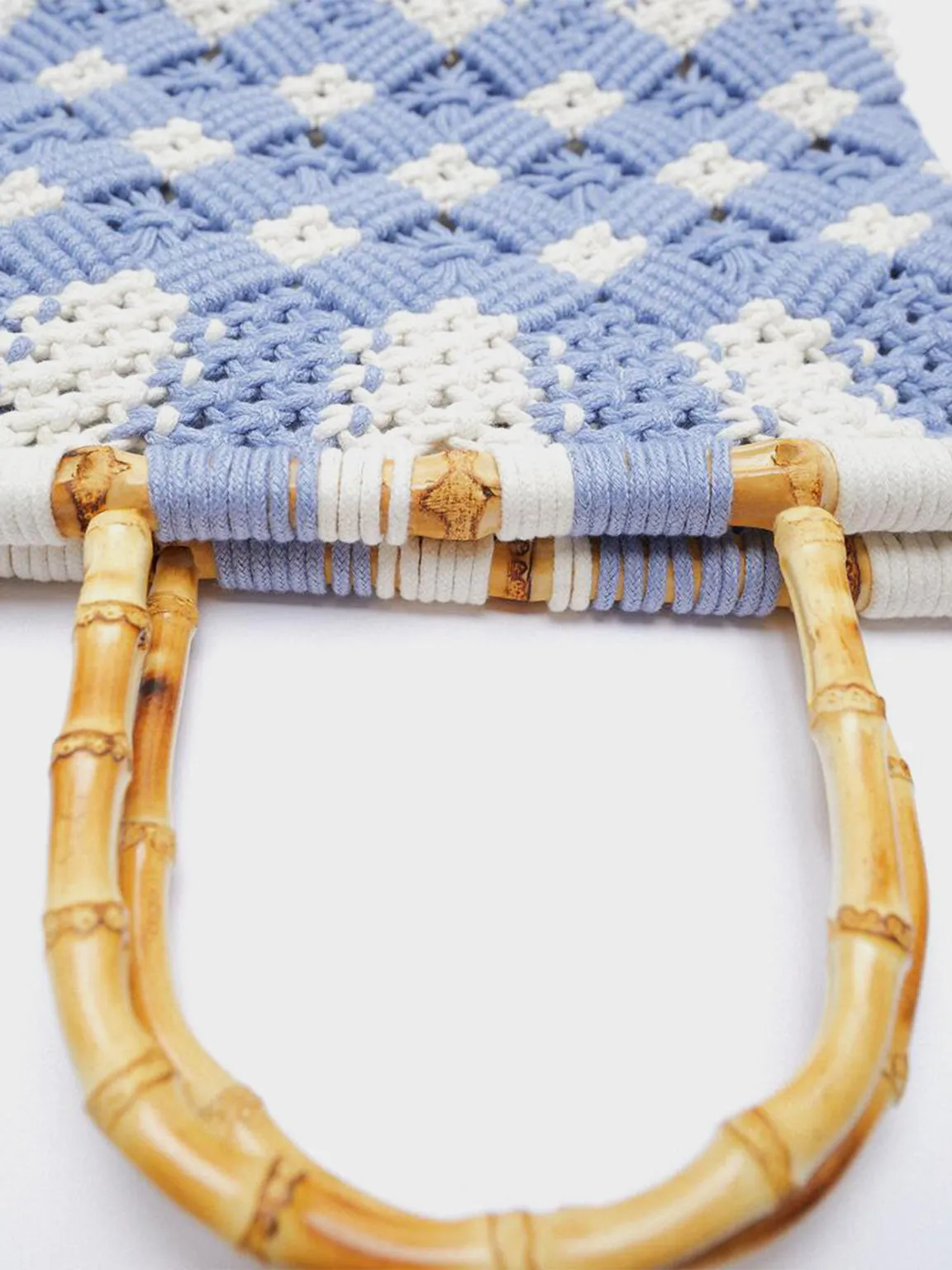 Women's Summer Braided Open-top Basket Handbag Rattan Weave Crochet Bucket Bag Bamboo Handle