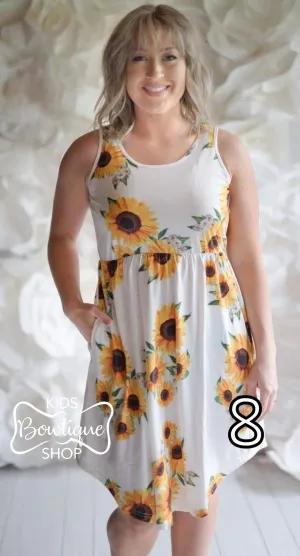 Women's White Sunflower Sundress