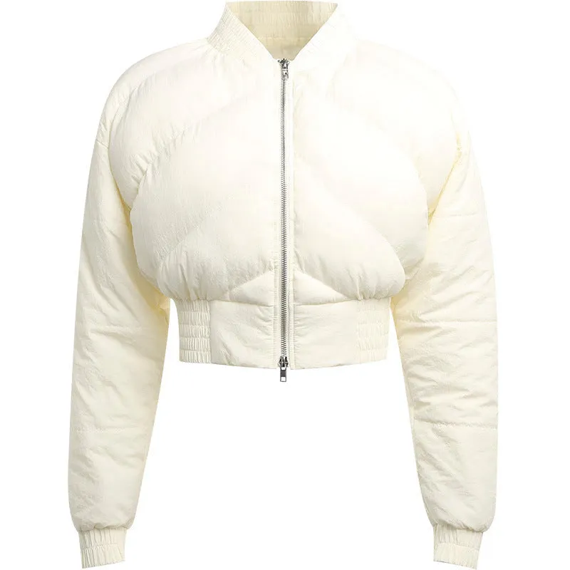 YJ23442Autumn and Winter New Women's Clothing Fashion Simple Casual All-Match Basic Style Cropped Cotton Jacket Zipper Top for Women