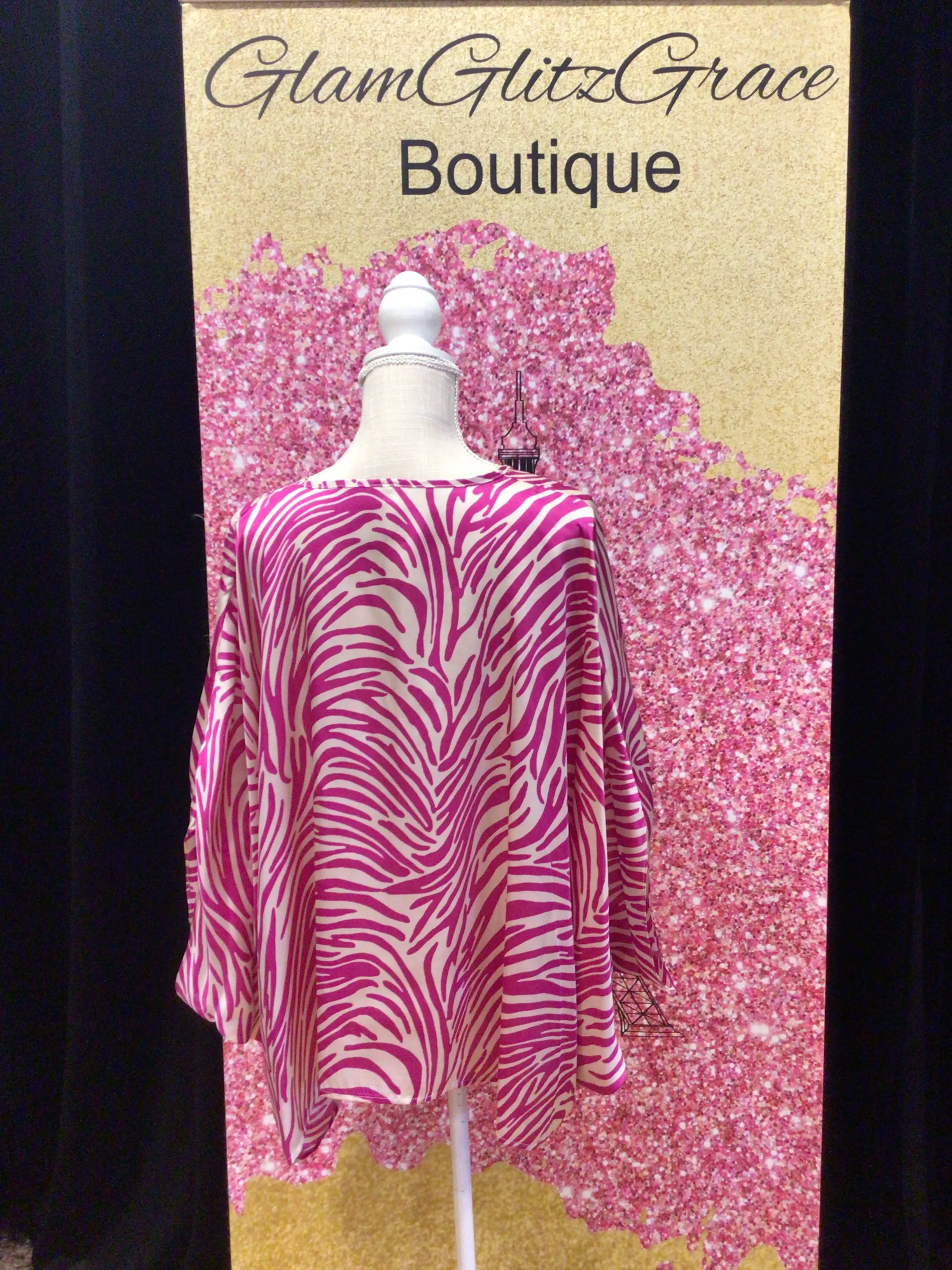 Zebra Print V-neck Flowy Top