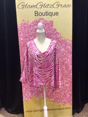 Zebra Print V-neck Flowy Top