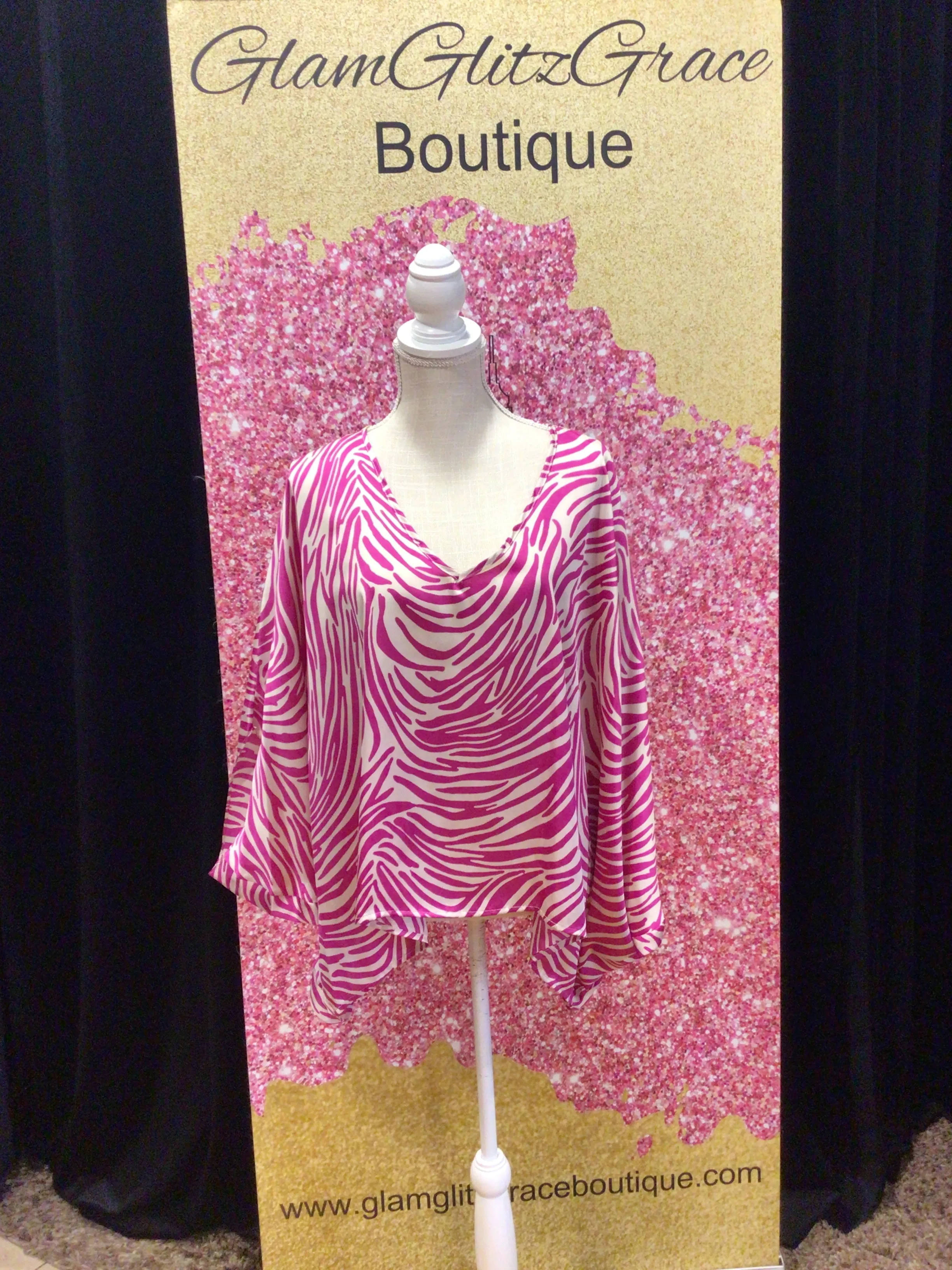 Zebra Print V-neck Flowy Top